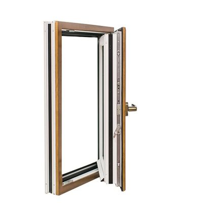 Conception de grains de bois à rupture thermique en aluminium, fenêtre inclinable et tournante avec double verre trempé