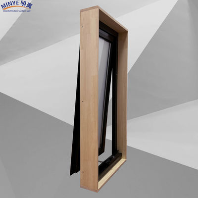 fenêtre à auvents thermiques en aluminium avec double verre trempé et sous-cadre en bois