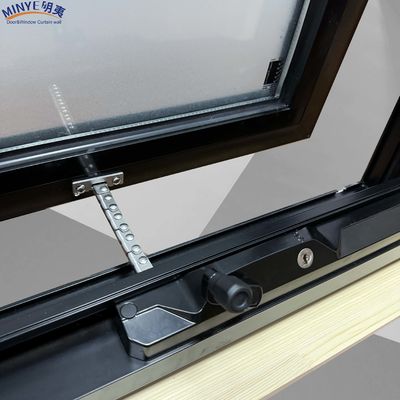 fenêtre à auvents thermiques en aluminium avec double verre trempé et sous-cadre en bois