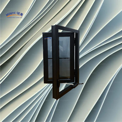 Fenêtre en aluminium à carénage à brèche thermique moderne à bande divisée double verre trempé