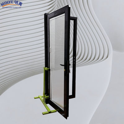 Porte vitrée en aluminium à cassure thermique avec volet intérieur et double verre trempé