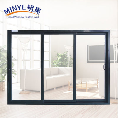 Porte coulissante en aluminium couleur personnalisée Double verre trempé et excellente isolation