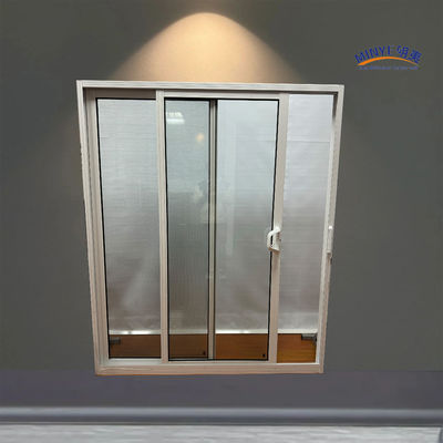 Porte coulissante en aluminium à double verre trempé et écran en fibre de verre