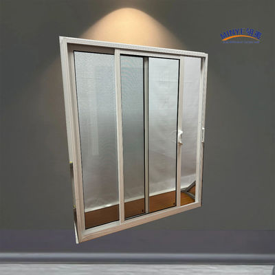 Porte coulissante en aluminium à double verre trempé et écran en fibre de verre
