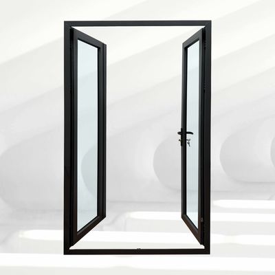 Style de design postmoderne Porte d'entrée extérieure en verre double durci en poudre enduite en français