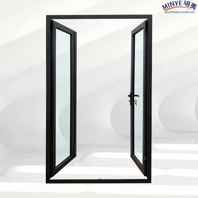 Style de design postmoderne Porte d'entrée extérieure en verre double durci en poudre enduite en français