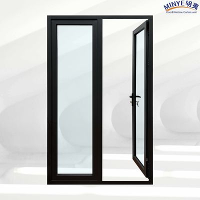 Style de design postmoderne Porte d'entrée extérieure en verre double durci en poudre enduite en français
