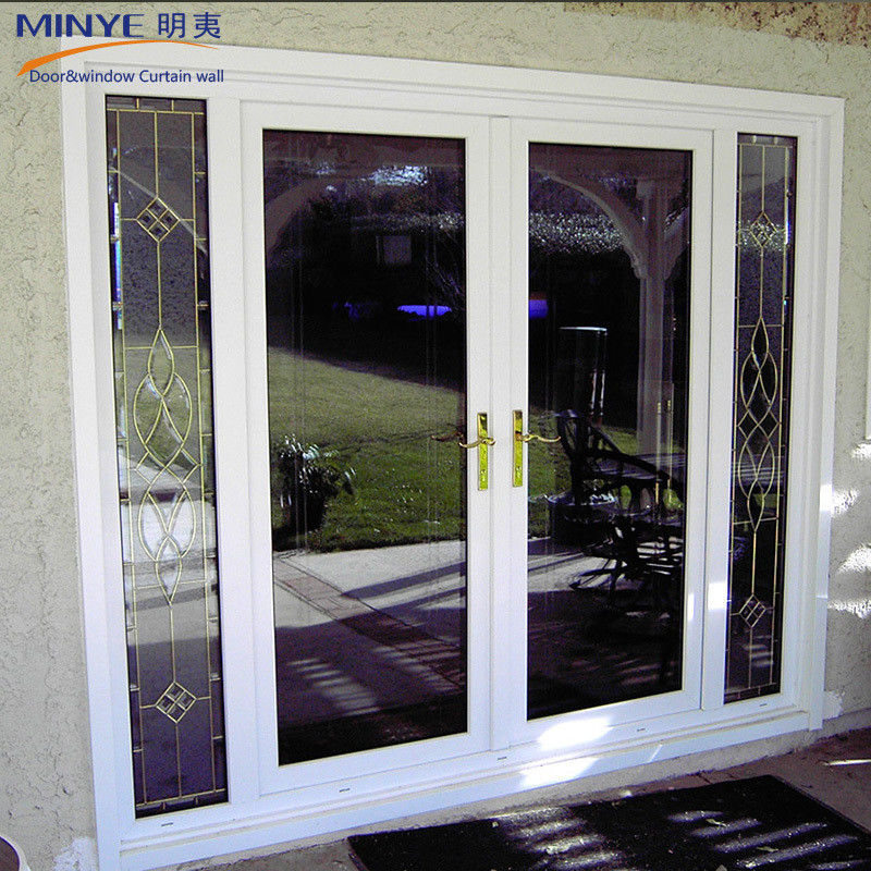 Australia Standard PVC porte frontale en verre français avec lumière latérale extérieure