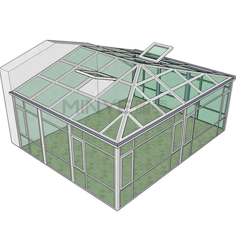 OEM/ODM Salle solaire en verre balcon avec conception de toit en pente et épaisseur de verre 5 mm 9Ar 5 mm