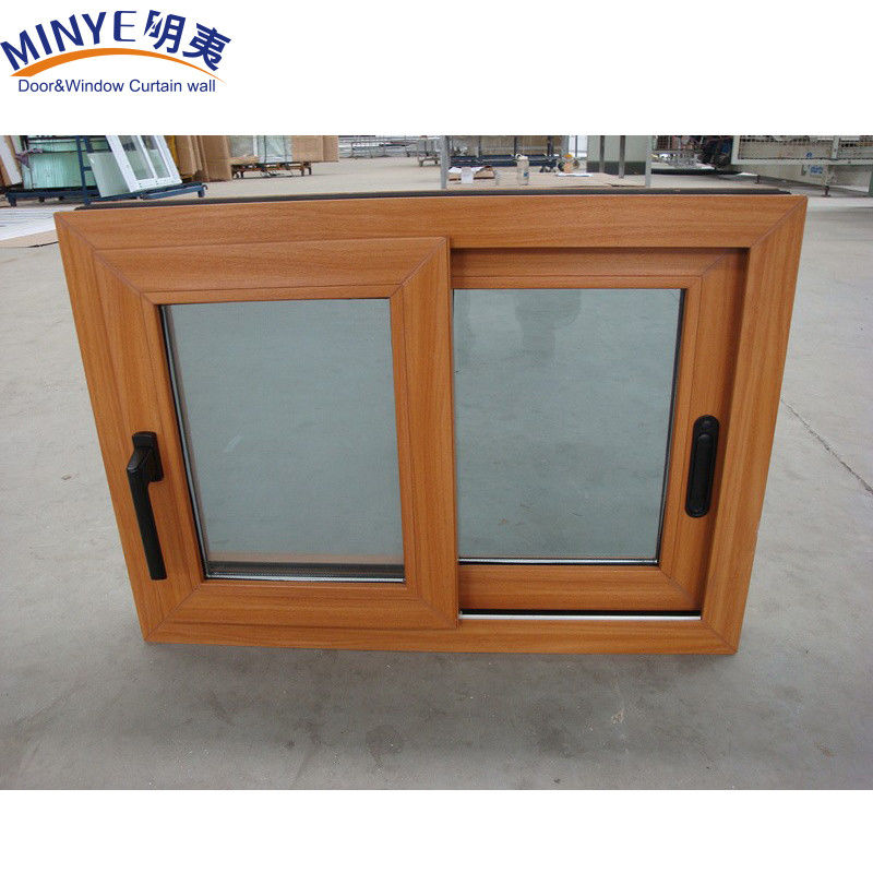Cadre en plastique insonorisé UPVC/PVC Fenêtres coulissantes à double vitrage de couleur bois
