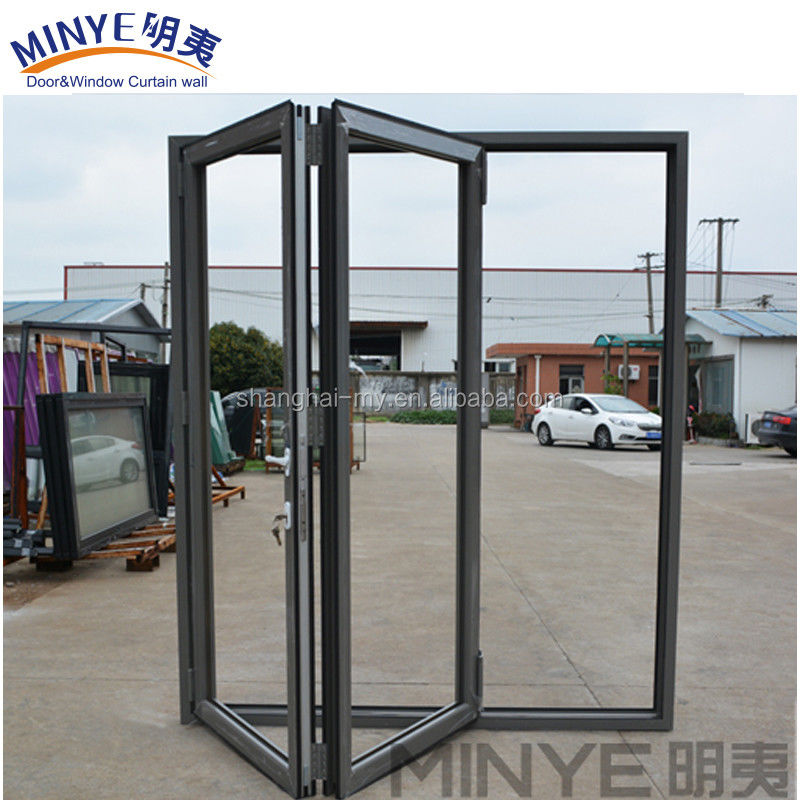 Style de conception moderne Taille personnalisée Fer Grill Portes de fenêtre Designs / Porte pliante en verre