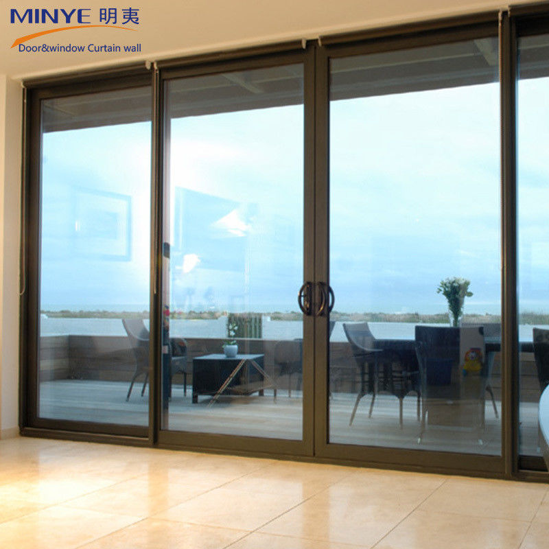 Portes coulissantes en aluminium de surface finie pour les intérieurs en verre insonorisé