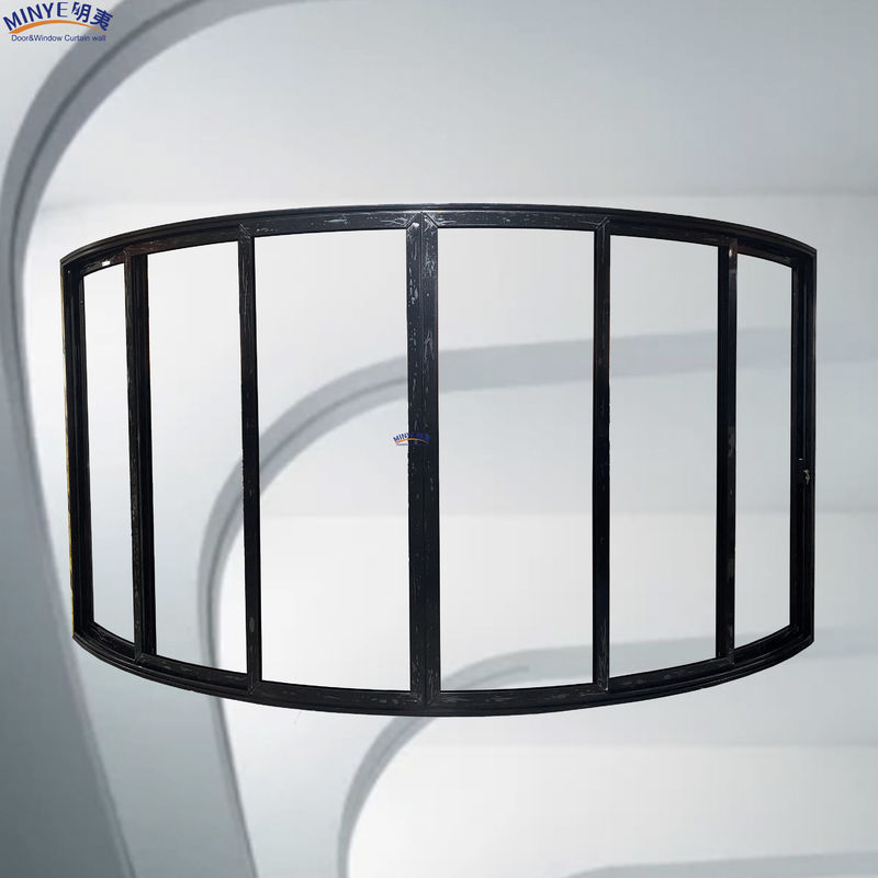 Porte coulissante d'hôtel avec cadre en aluminium à plusieurs voies incurvées et double verre trempé