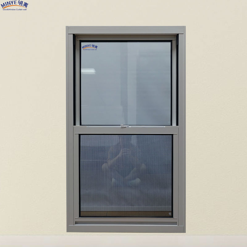 Fenêtre à double profilé en verre trempé en aluminium à double suspension pour l'isolation thermique et éolienne